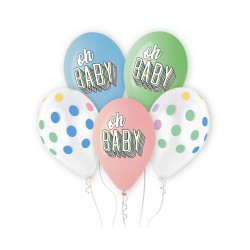 God Baloane Premium Helium Balloons Oh Baby, 33cm 5/set Gs120/oby