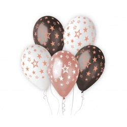 God Baloane Premium Helium Balloons, Hel Stars Rose Gold, 33cm, 6/set Gms120/778rn