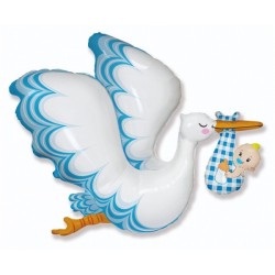 God Balon Folie Aluminiu Stork Baby Boy, 61cm, White And Blue 901824