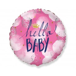 God Balon Folie Aluminiu Hello Baby Girl, 46cm, Pink B401613