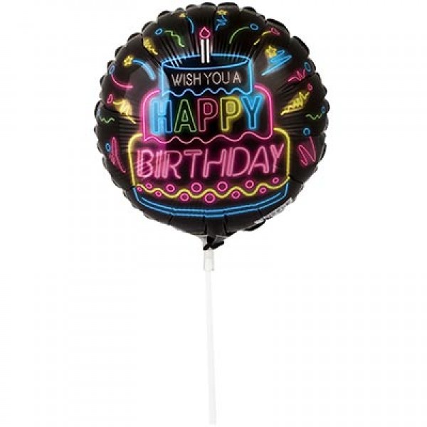 God Balon Folie Aluminiu Happy Birthday, 36cm, Neon 402598