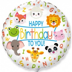 God Balon Folie Aluminiu Happy Birthday, Animals, 36cm 402609