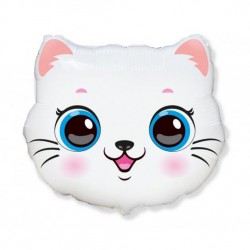 God Balon Folie Aluminiu Cat, Head, 36cm, White 902872