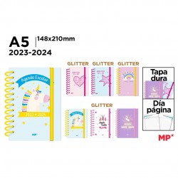 Agenda Scolara A5 Spira Ipb Datata Zilnic 2023-2024 Cu Elastic Glitter Pb2324-02