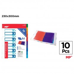 Separatoare Index Plastic Ipb A4, 1-10, 10 Culori/set Pc119