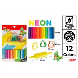 Plastilina Ipb 12 Culori Neon + 4 Instrumente Modelaj, Gluten Free Py049