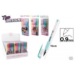 Pix Cu Gel Glitter, Fluo, Metalic 0.9mm Big Dream Girls 6/set Bd23046