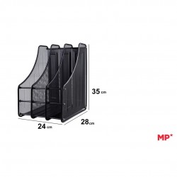 Suport Dosare Vertical Ipb Metalic 3 Compartimente Tip Plasa Negru Pa909