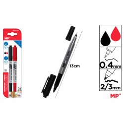 Marker Permanent Ipb 2 Capete 2/set 0.4mm - 2/3mm Negru Si Rosu Pe512-02