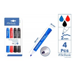 Marker Permanent Bebasic 2.0mm 4/set 3 Culori S012-01