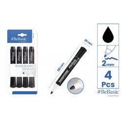 Marker Permanent Bebasic 2.0mm 4/set Negru S012-02