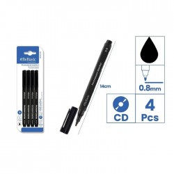 Marker Permanent Bebasic Pentru Cd 0.8mm 4/set Negru S046-1