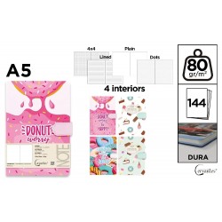 Notes Ipb A5 144 File Fantasy Donut Clapa Magnetica Pb475-64