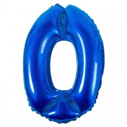 Ro Balon Folie Aluminiu, Cifra 0, Albastru, 46 Cm