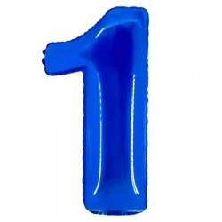 Ro Balon Folie Aluminiu, Cifra 1, Albastru, 46 Cm