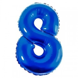 Ro Balon Folie Aluminiu, Cifra 8, Albastru, 46 Cm